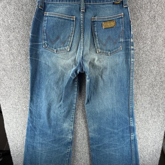 VTG Wrangler Bluebell Denim Jeans Scotland Made Flare Bell Bottom ACTL 28X31 - Picture 16 of 16